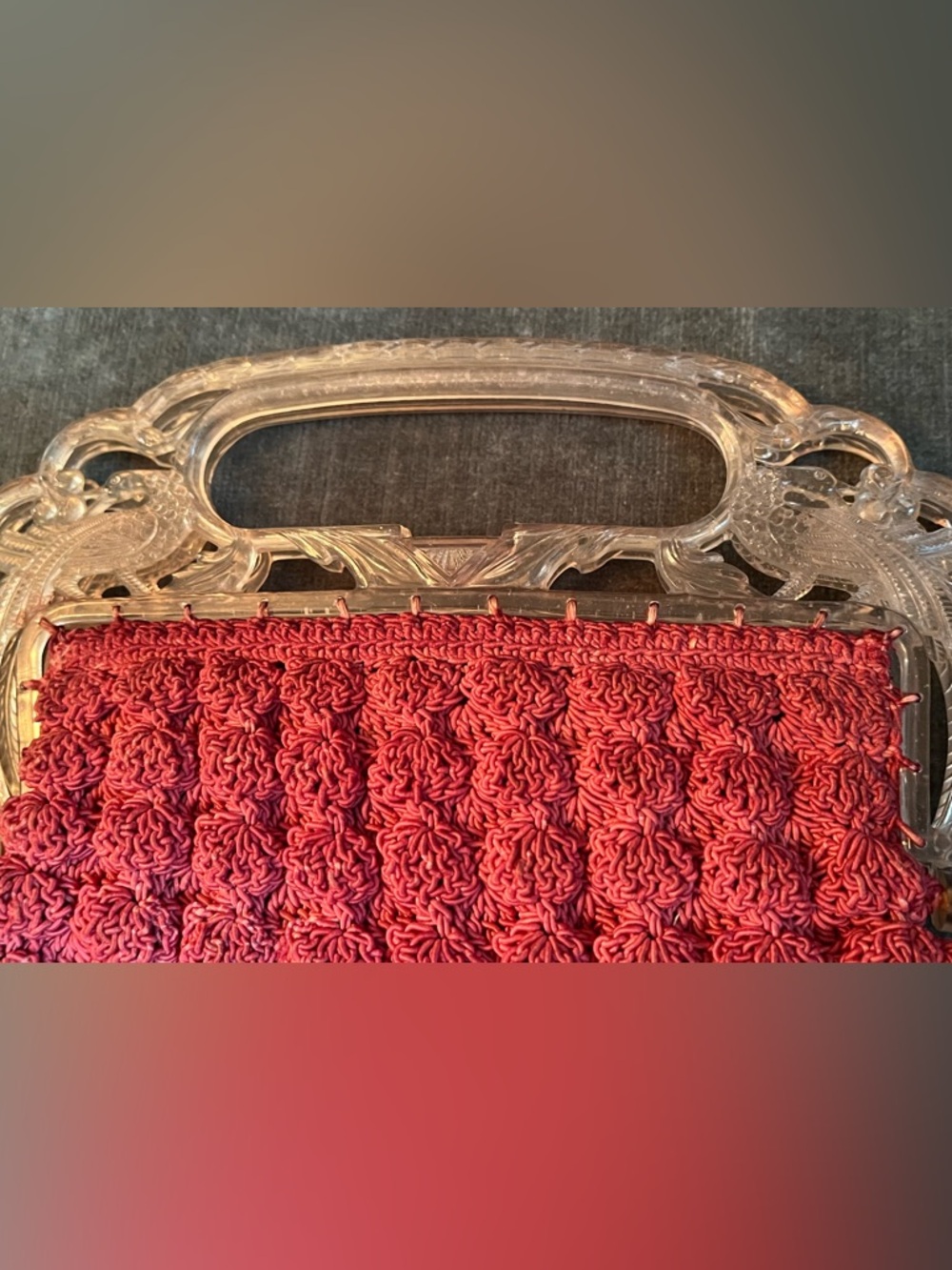 Vintage Crochet and Bird Handle Purse Handbag - Picture 11 of 12